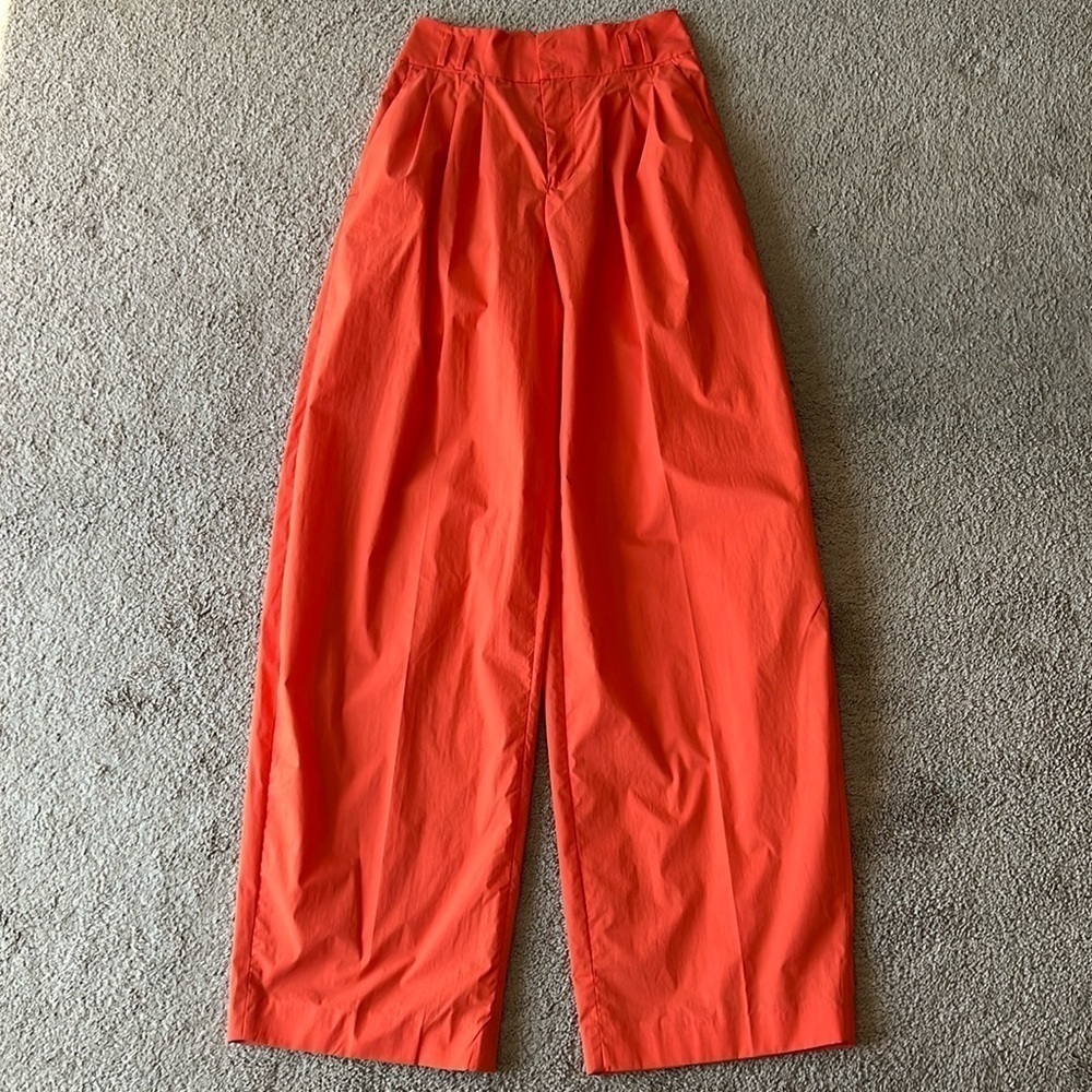 ALTUZARRA Tyr Wide-Leg Pleated Pants Bright Orange - Picture 4 of 15